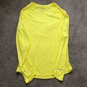 Yellow Nike dri-fit running shirt